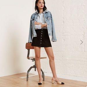Reformation Tuscon Skirt in Black Suede Sz2